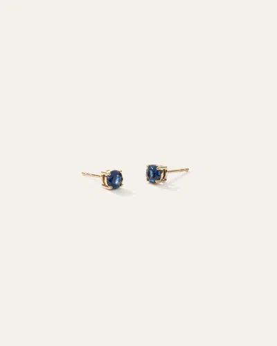 Quince Women's 14k Gold Gemstone Solitaire Studs In Blue Sapphire