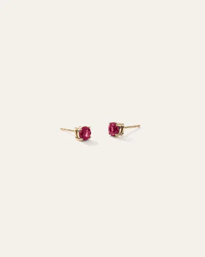 Quince Women's 14k Gold Gemstone Solitaire Studs In Ruby