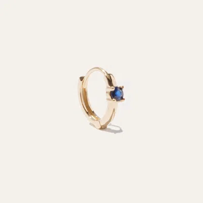 Quince Women's 14k Gold Gemstone Solo Mini Hoop Earring In Blue Sapphire