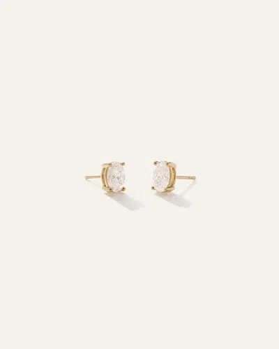 Quince Women's 14k Gold Lab Grown Diamond Oval Solitaire Studs In Yellow Gold