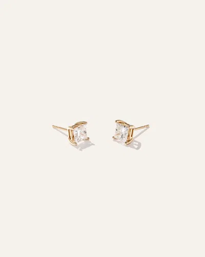 Quince Women's 14k Gold Lab Grown Diamond Princess Solitaire Studs