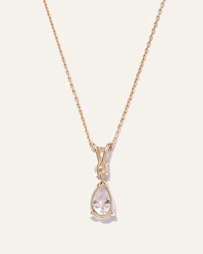 Quince Women's 14k Gold Lab Grown Diamond Round & Pear Drop Necklace