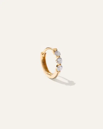 Quince Women's 14k Gold Lab Grown Diamond Shared Prong Huggie