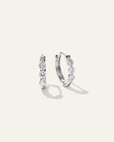 Quince Women's 14k Gold Lab Grown Diamond Shared Prong Huggie