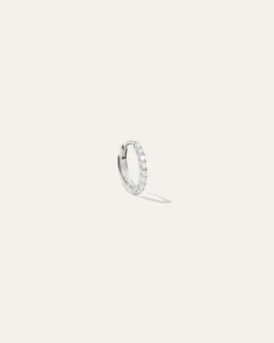 Quince Women's 14k Gold Pave Diamond Single Huggie In White Gold