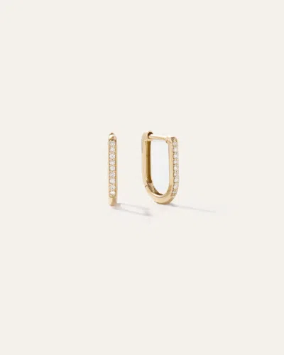 Quince Women's 14k Gold Pave Diamond U Huggie Hoop Earrings In Yellow Gold