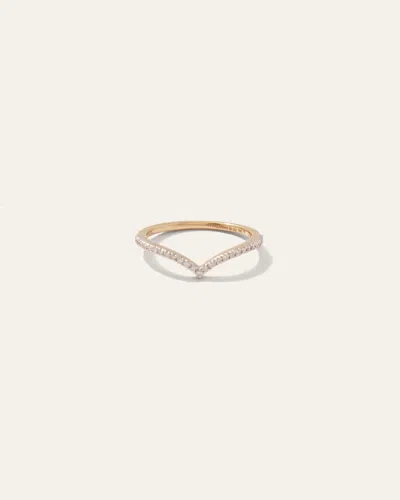 Quince Women's 14k Gold Pave Diamond Wishbone Ring In Yellow Gold