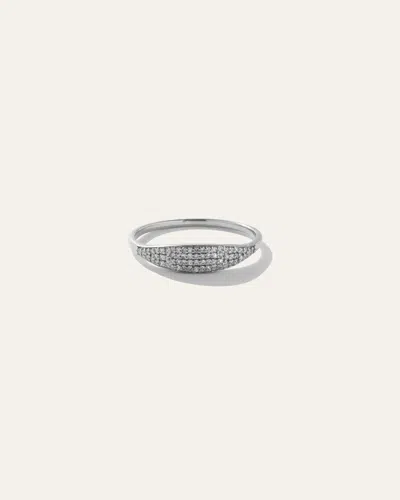 Quince Women's 14k Gold Pave Slim Signet Ring In White Gold