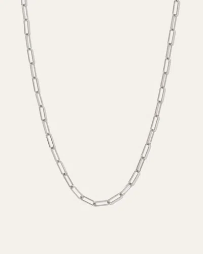 Quince Women's 14k Gold Small Paperclip Chain Necklace In White Gold