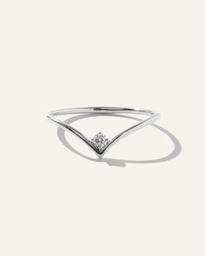 Quince Women's 14k Gold Solitaire Diamond Chevron Ring