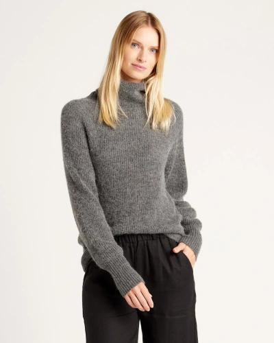 Quince Women's Alpaca Turtleneck Sweater In Charcoal