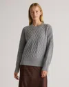 Quince Women's Australian Merino Wool Cable Sweater In Heather Grey