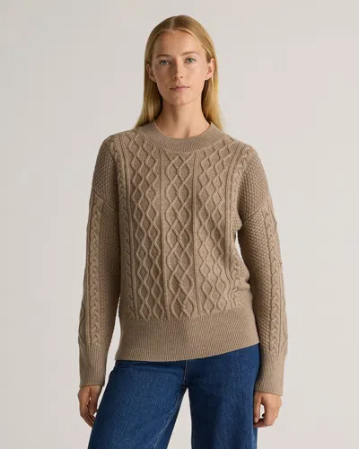 Quince Women's Australian Merino Wool Cable Sweater In Malted Toffee
