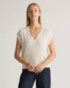 Quince Women's Australian Merino Wool Cable Sweater Vest In Heather Bone