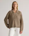 Quince Women's Australian Merino Wool Collared Cable Cardigan Sweater In Malted Toffee
