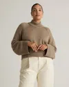 Quince Women's Australian Merino Wool Cropped Mock Neck Sweater In Malted Toffee