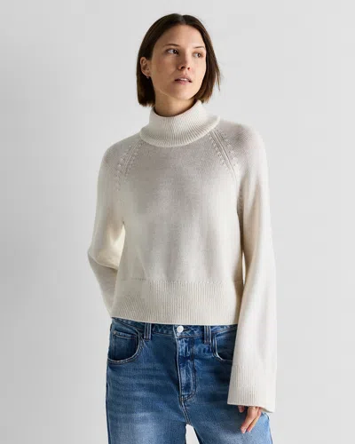 Quince Women's Australian Merino Wool Cropped Mock Neck Sweater In White