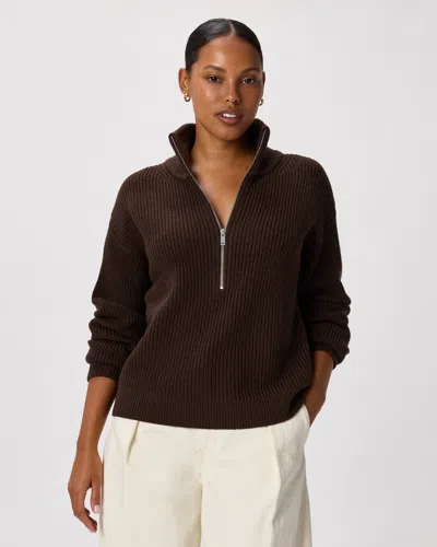 Quince Women's Australian Merino Wool Half Zip Sweater In Brown