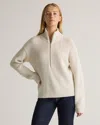 Quince Women's Australian Merino Wool Half Zip Sweater In Heather Bone