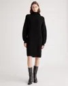Quince Women's Australian Merino Wool Relaxed Turtleneck Sweater Dress In Black