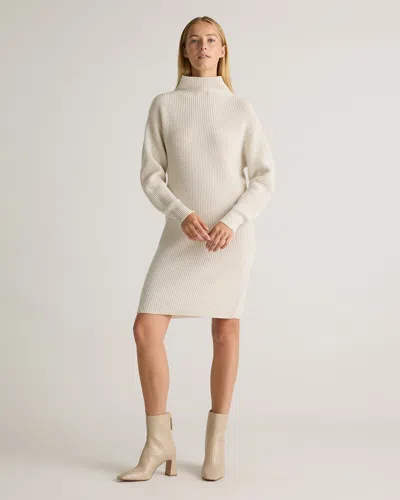Quince Women's Australian Merino Wool Relaxed Turtleneck Sweater Dress In Heather Bone