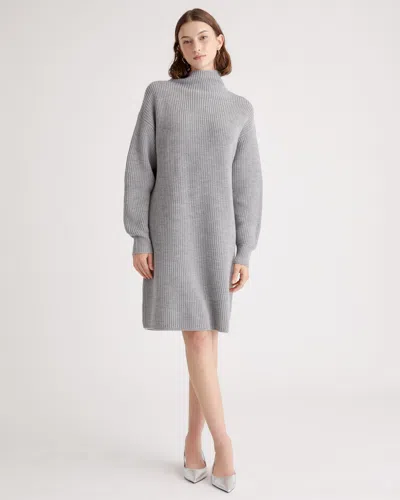 Quince Women's Australian Merino Wool Relaxed Turtleneck Sweater Dress In Light Heather Grey