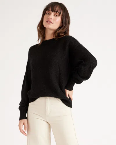 Quince Women's Baby Alpaca-wool Diamond Stitch Crew Neck Alpaca Sweater In Black