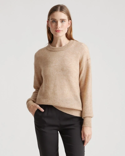 Quince Women's Baby Alpaca-wool Diamond Stitch Crew Neck Alpaca Sweater In Camel