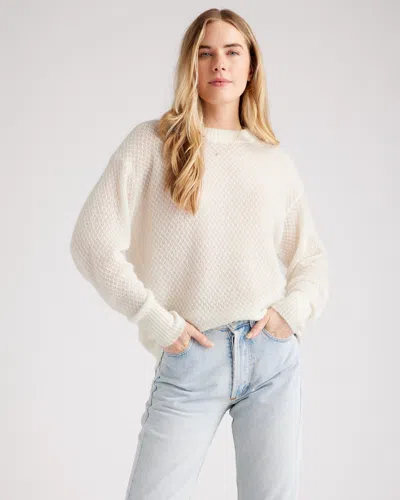 Quince Women's Baby Alpaca-wool Diamond Stitch Crew Neck Alpaca Sweater In Ivory