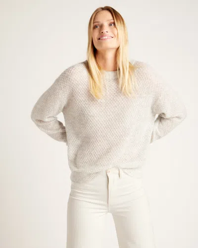 Quince Women's Baby Alpaca-wool Diamond Stitch Crew Neck Alpaca Sweater In Light Grey