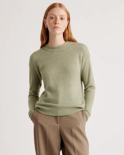 Quince Women's Baby Alpaca-wool Diamond Stitch Crew Neck Alpaca Sweater In Sage