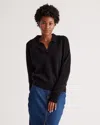 Quince Women's Baby Alpaca-wool Waffle Stitch Polo Sweater In Black