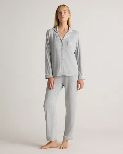 Quince Women's Bamboo Jersey Long Sleeve Pajama Set In Heather Grey