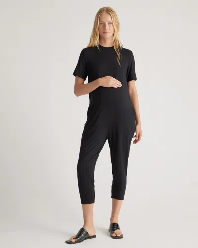 Quince Women's Bamboo Jersey Maternity Everyday Jumpsuit In Black