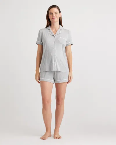 Quince Women's Bamboo Jersey Maternity Short Sleeve Pajama Set In Gray