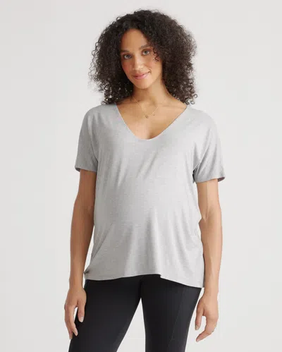 Quince Women's Bamboo Jersey Maternity V-neck T-shirt 2-pack In White/grey
