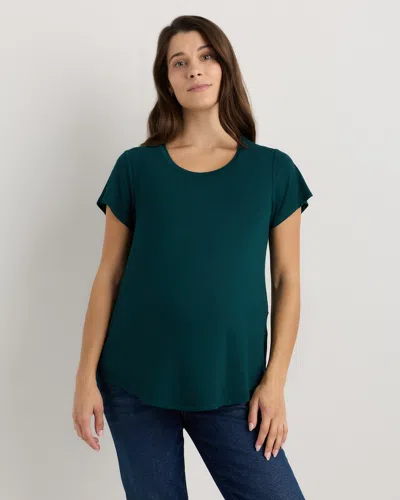 Quince Women's Bamboo Jersey Nursing Scoop Neck T-shirt In Green