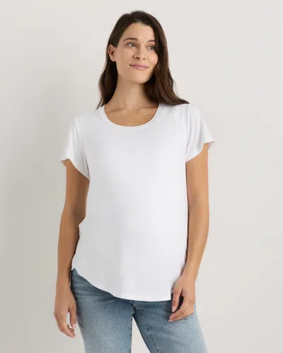 Quince Women's Bamboo Jersey Nursing Scoop Neck T-shirt In White