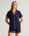 Quince Women's Bamboo Jersey Short Sleeve Pajama Set In Deep Navy