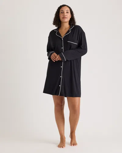 Quince Women's Bamboo Jersey Sleep Shirt In True Black
