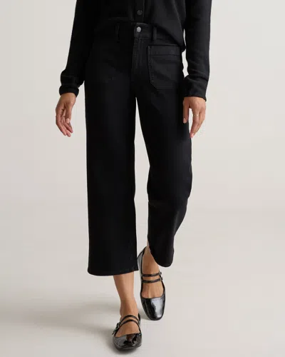 Quince Women's Bella Stretch Patch Pocket Wide Leg Jeans In Black