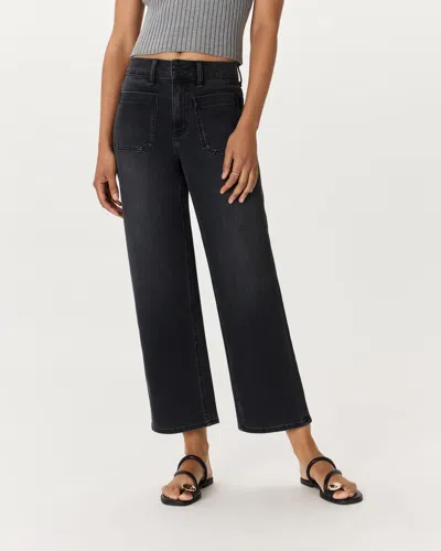 Quince Women's Bella Stretch Patch Pocket Wide Leg Jeans In Faded Black