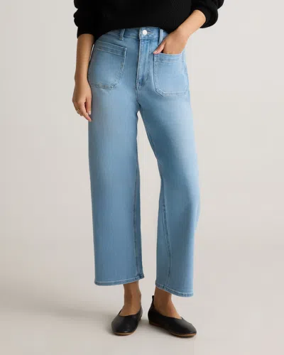 Quince Women's Bella Stretch Patch Pocket Wide Leg Jeans In Frosted Blue