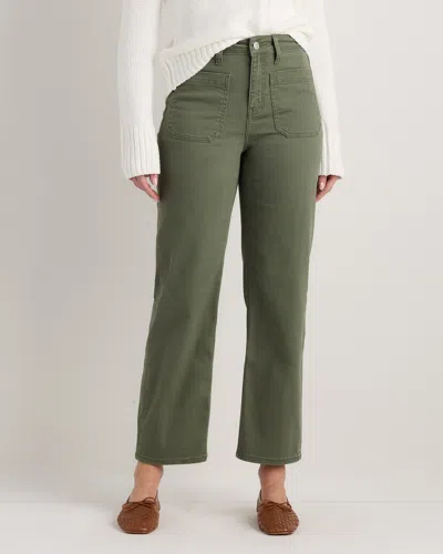 Quince Women's Bella Stretch Patch Pocket Wide Leg Jeans In Loden Green