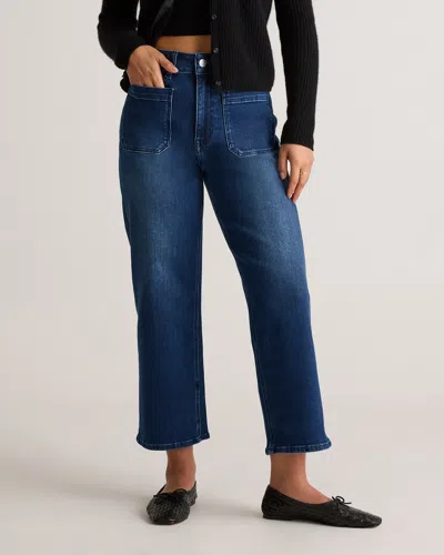 Quince Women's Bella Stretch Patch Pocket Wide Leg Jeans In Midnight Blue