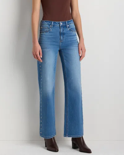 Quince Women's Bella Stretch Studded Relaxed Straight Jeans In Blue