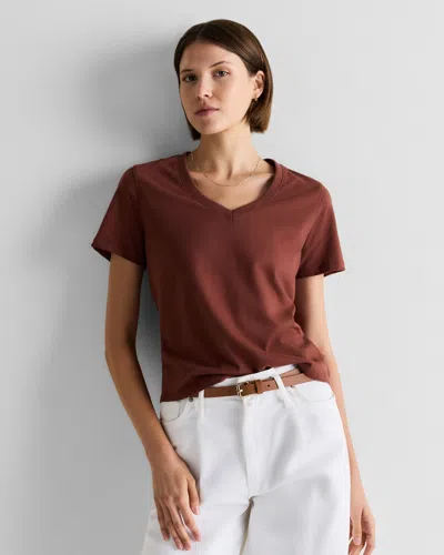 Quince Women's Boxy V-neck T-shirt In Brown