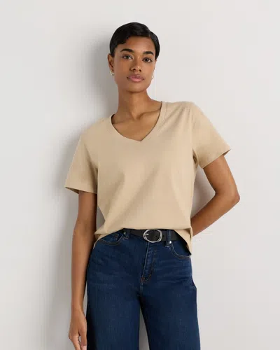 Quince Women's Boxy V-neck T-shirt In Brown