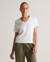 Quince Women's Boxy V-neck T-shirt In Classic White