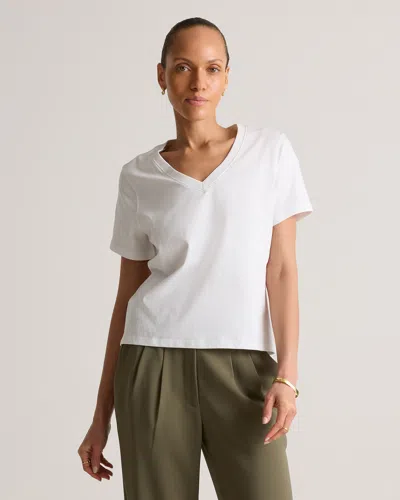 Quince Women's Boxy V-neck T-shirt In Classic White